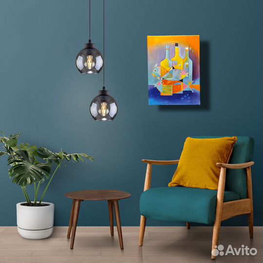 Натюрморт Wine Bottles Art в стиле Кубизма Пикассо