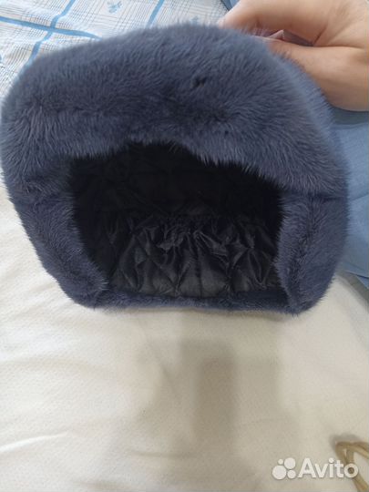 Шапка норковая женская голубая