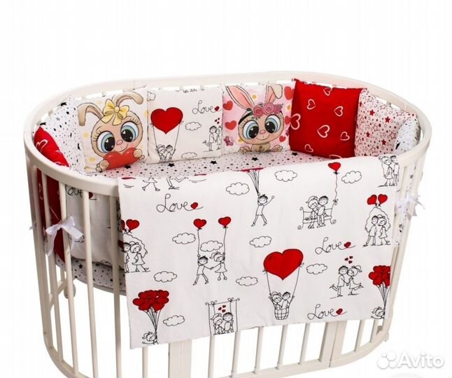 Комплект для детской кроватки бортики и балдахин