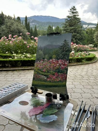 Картина маслом в розарии Никитского сада