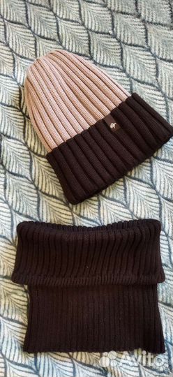 Шапка и снуд комплект новый детский, взрослый