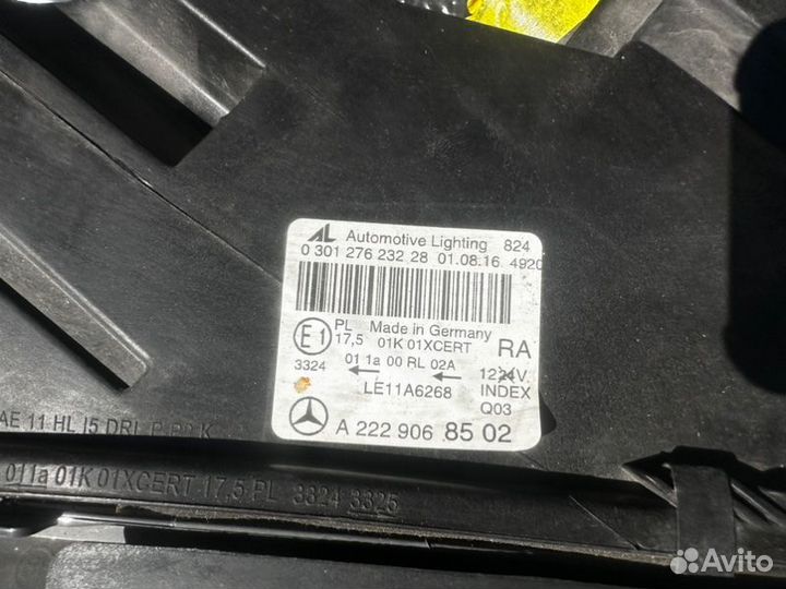 Фара правая Mercedes-Benz S-Class W222 2016