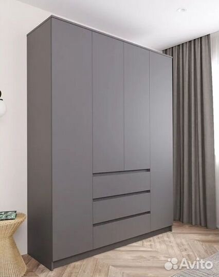 Шкаф распашной четырехстворчатый с ящиками