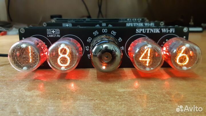 Ламповые часы Спутник WiFi, ин-4 + декатрон ог4