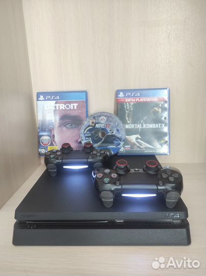 Sony playstation 4 slim + игры 2 джостика