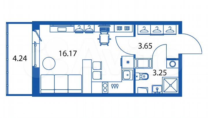 Квартира-студия, 24,3 м², 6/12 эт.
