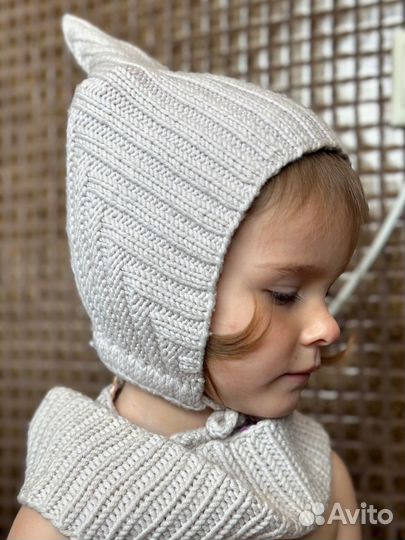 Шапка вязаная детская со снудом