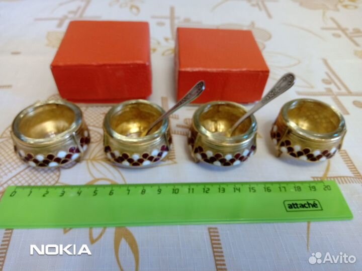 Солонка мельхиор серебро позолота СССР