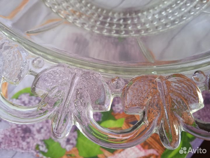 Ваза для фруктов, зелёное стекло. Чехословакия