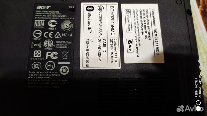 Ноутбук acer Extensa 5620Z-4A2 MS2205(на запчасти)