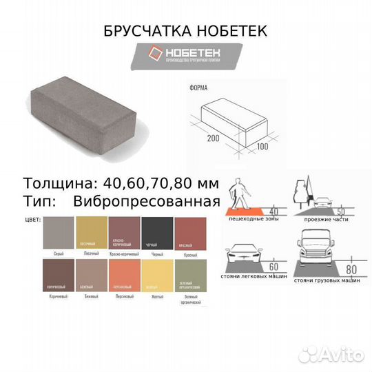 Тротуарная плитка/брусчатка/бордюры Нобетек