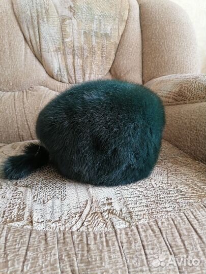 Шапка меховая зимняя женская норковая зеленая