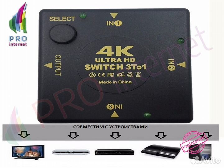 Hdmi switch 3В1 оптом /розницу