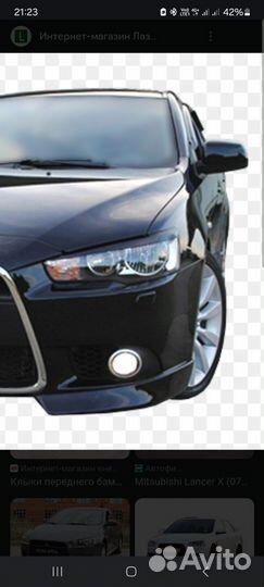 Накладка на передний бампер mitsubishi lancer