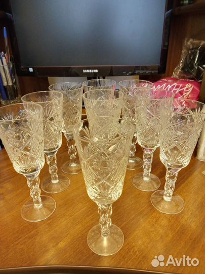 Хрустальные фужеры СССР, бокалы, рюмки, стопки