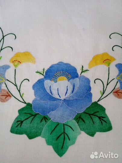 Скатерть большая лён винтаж