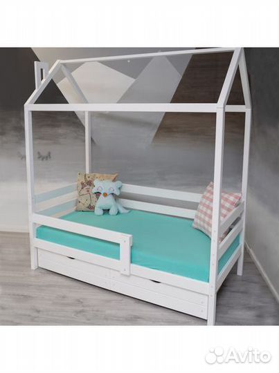 Кроватка с бортиком от 2х лет домик берёза