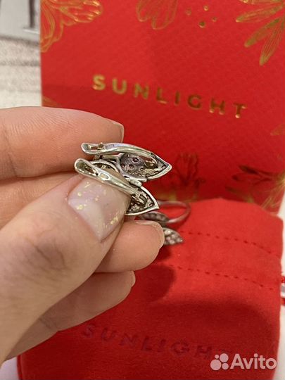 Серьги и кольцо серебряные комплект