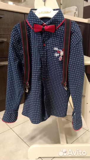 Комплект рубашка с бабочкой и подтяжками р.104