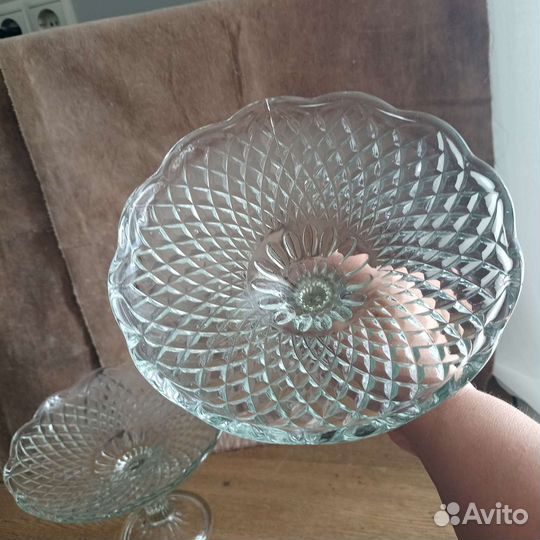 Старинная ваза для фруктов на ножке СССР