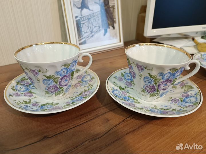 Чайные пары (2+блюдце) лфз костяной фарфор