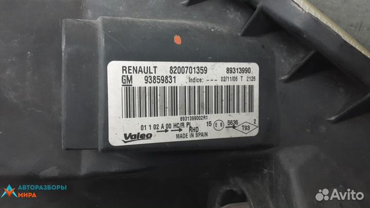 Фара левая Nissan Primastar рест. 2008