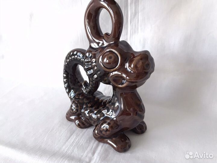 Винтажный глиняный подсвечник дракон, СССР