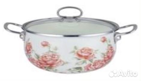 Кастрюля Розы. Эмаль. 7,5 л 8,5л