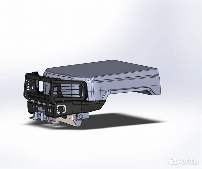 Передний силовой бампер с кенгурином алюминиевый