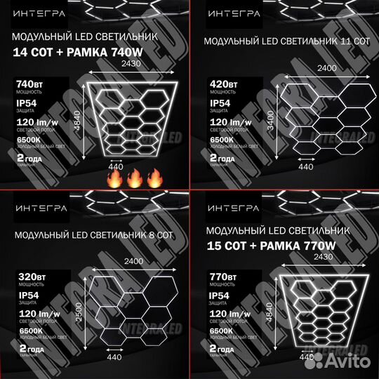 Светильники LED Соты потолочные