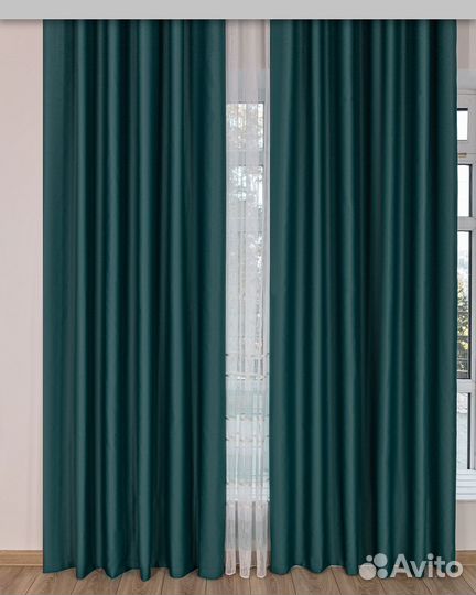 Блэкаут шторы Марсель Зеленый опал
