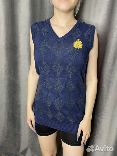 Жилетка для девочки школьная синяя