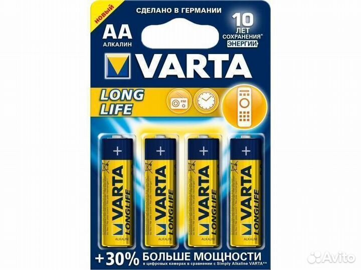 Батарейки varta longlife LR06 (AA) BL*4 (4/80/400