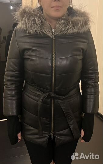 Кожаная куртка с натуральным мехом