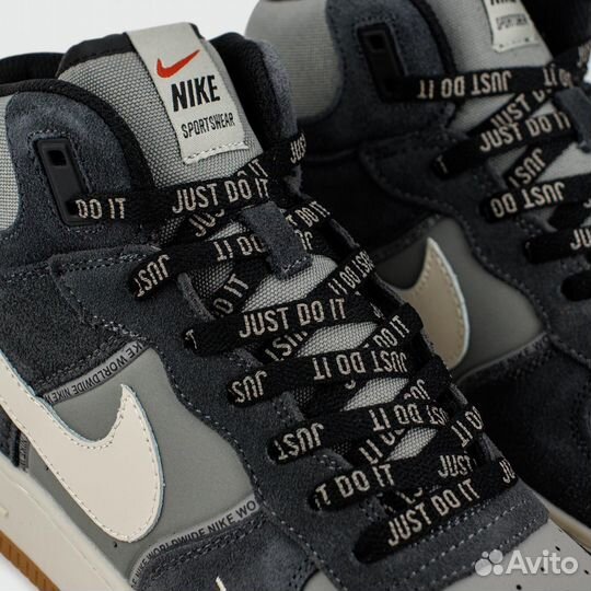 Nike Air Force 1 Mid Blue / L.Grey with Fur Wmns