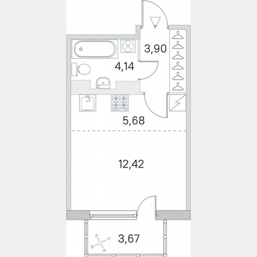 Квартира-студия, 27,2 м², 4/5 эт.