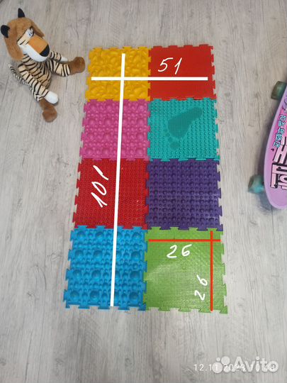 Детский массажный коврик пазл 8 шт