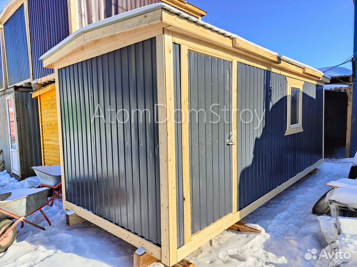 Вагончик бытовка строительная с установкой