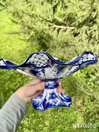 Ваза для фруктов гжель