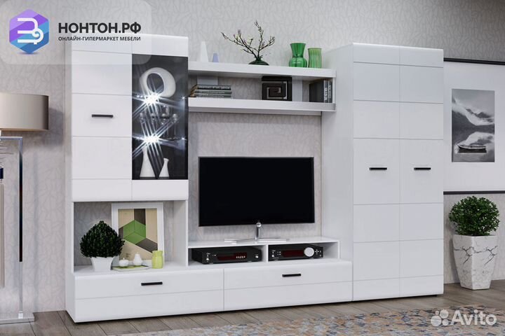 Гостиная Нэнси NEW Вариант №4 белый глянец / белый