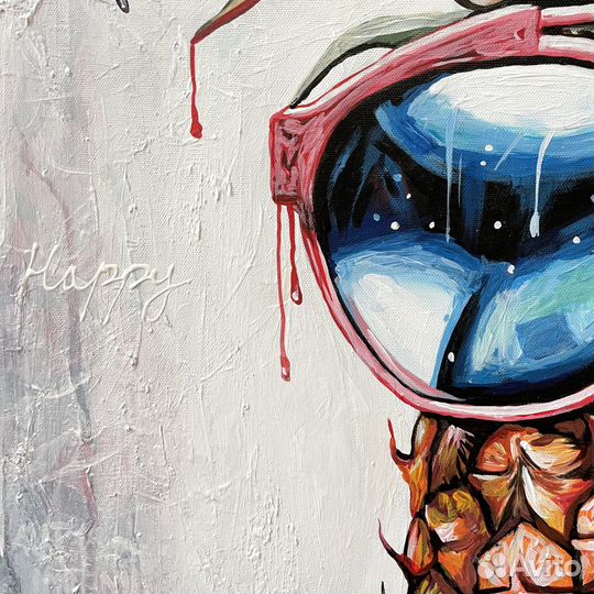 Современная картина, Ананас, Очки, 80х80см