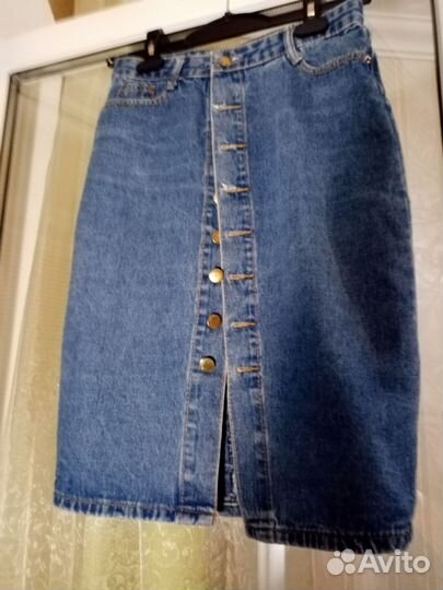 Джинсовая юбка миди