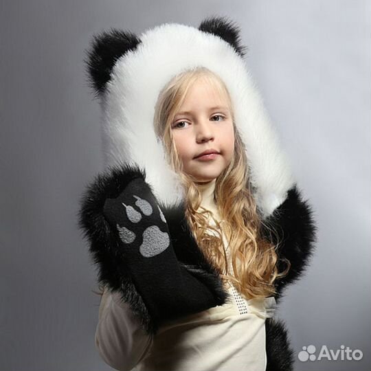 Детская Зверошапка Панда из искусственного меха