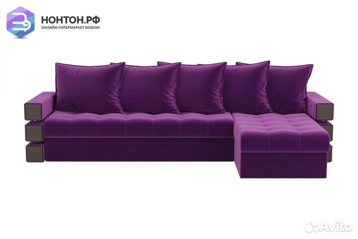Диван угловой еврокнижка Венеция микровельвет фиол