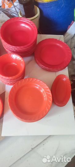Набор пластиковой посуды, тарелки для пикника
