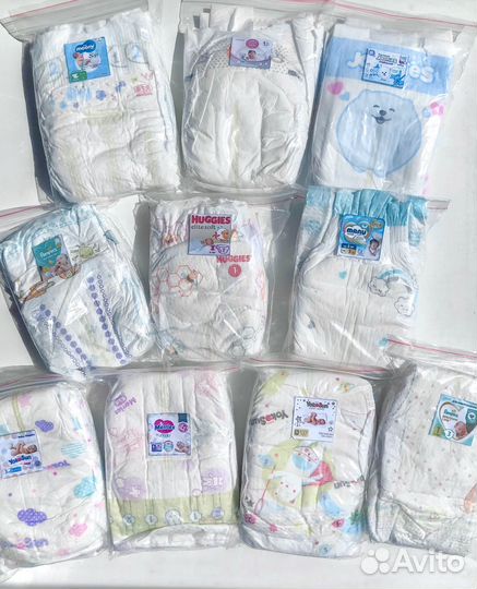 Набор подгузников разных производителей (30 штук)