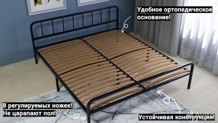 Металлические кровати двуспальные лофт