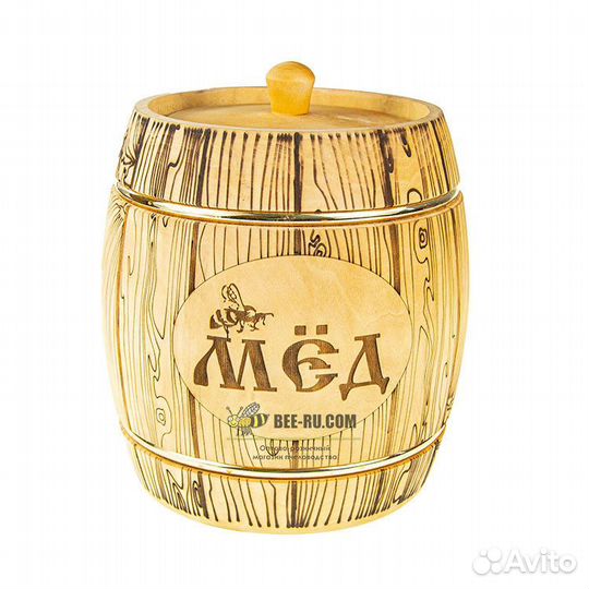 Бочка медовая из липы Бондарь 3 кг(темная, крышка