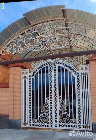Навес кованые перила уличные