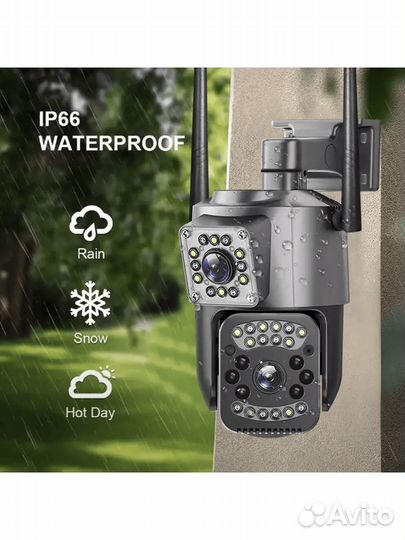 Камера видеонаблюдения WiFi с двойным объективом